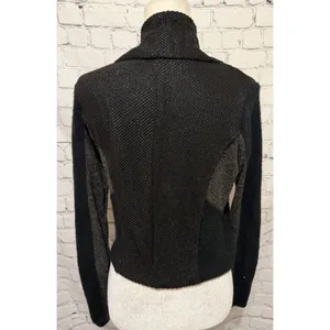 Miss Me Jacket Womens Small Black Gray Mixed Moto Asymmetric Zip Stretch Sweater thumbnail 4