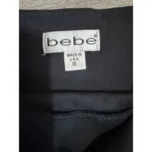 Y2K Bebe Womens Size M Black V-Neck Halter Top Slim Fit Open Back Made in USA thumbnail 4