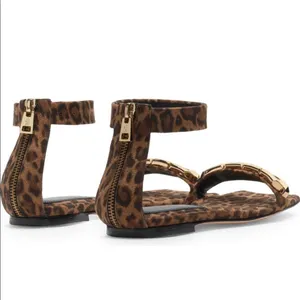 NEW GOOD AMERICAN Ankle Strap Sandal In  Leopard thumbnail 4