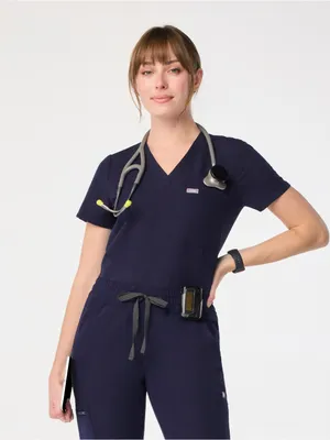 Figs Women’s Catarina Scrub Top in Navy thumbnail 1
