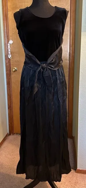 Rabbit Rabbit Rabbit Designs vintage black sleeveless velvet satin dress 8 goth thumbnail 1