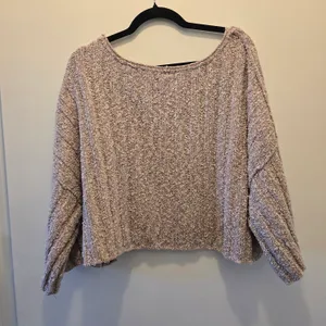 Free People Speckled Scoop-Neck Pullover in Heathered Beige thumbnail 4