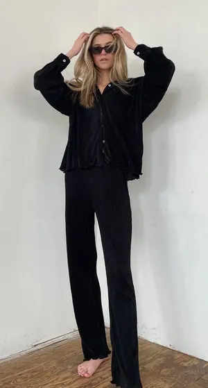 Black Ribbed Pant Set thumbnail 1