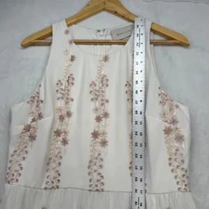 BHLDN‎ Embroidered Parsons Tulle Maxi Dress Formal Gown White Pink US 14 thumbnail 3