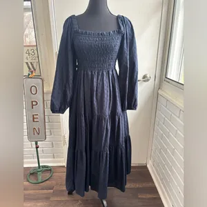 Madewell Lucie‎ Cut Out Back Midi Dress medium boho cottagecore prairie holiday thumbnail 3