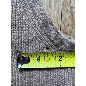 Saks Fifth Avenue Cashmere Sleeveless Ribbed Turtleneck Sweater Beige Oatmeal L thumbnail 7