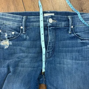 Mother Jeans The Looker Ankle Crop Zip Low Rise Skinny Jeans 31 Distressed 35x28 thumbnail 8