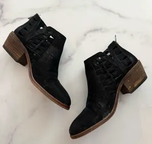 Vince Camuto Black Block Heel Cutout Ankle Booties thumbnail 1