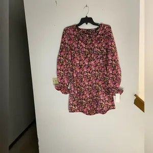 Vero Moda Elly Floral Mini Dress Long Sleeve NWT Small Pink thumbnail 3