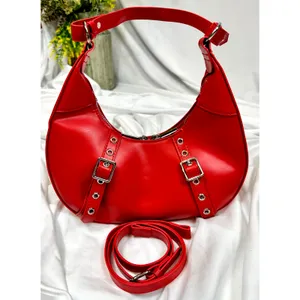 8 Other Reasons Delphine Double Buckle Shoulder bag Red / Silver thumbnail 4