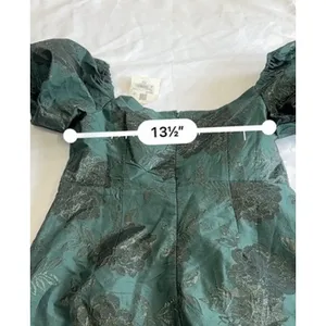 Altar'd State Skylar Emerald Green Floral Jacquard Puff Sleeve Mini Dress NWT M thumbnail 11
