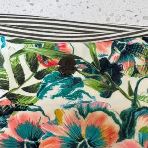 Prana Reversible Bikini Bottoms Tropical Floral Striped‎ Olive Green Small S thumbnail 2