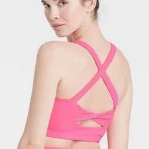 JoyLab Flamingo Hot Pink Longline‎ Crisscross Back Sports Bra Large thumbnail 2