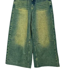 Edikted Women Yellow Sand Wash Wide Leg Baggy Jeans Teal Indigo Size S thumbnail 5