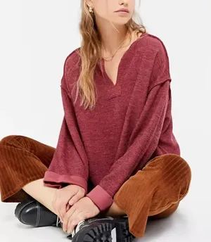 Urban Outfitters Jax Inside Out Ribbed Notch Neck Top Women’s 2XL thumbnail 1