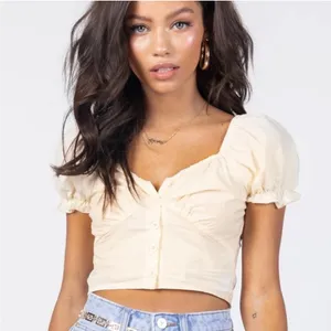 Princess Polly Abe Crop Top in Lemon Size 2 New with tag thumbnail 3