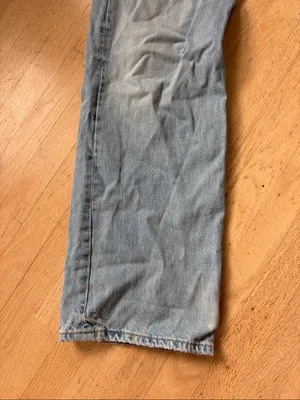 Zara Straight Jeans Womens 10 Blue Light Wash Distressed Fringe Hem Denim thumbnail 3