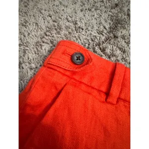 J.Crew Shorts Women's Size 2 100% Linen Orange Shorts Button Tab‎ Elastic thumbnail 2