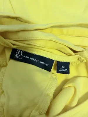 New York & company medium Yellow Cap-Sleeve Lattice-Back Fit & Flare Dress thumbnail 7