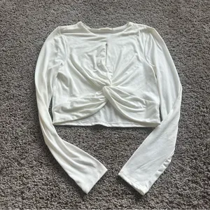Heart & Hips Ivory Twist Detail Crop Top thumbnail 2