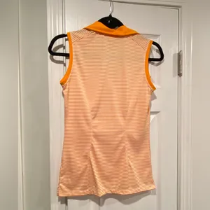 Nike Dri Fit Gold Size XS Sleeveless V Neck Collared Athletic Top Orange Stripes thumbnail 9