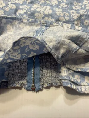 Reformation 100% Linen Jaxon Tie Strap Corset Top Women Sz 10 Blue White Boho thumbnail 8