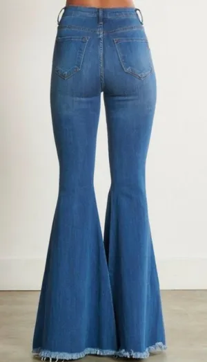 High Waisted Flare Pants Blue Size 28 thumbnail 2
