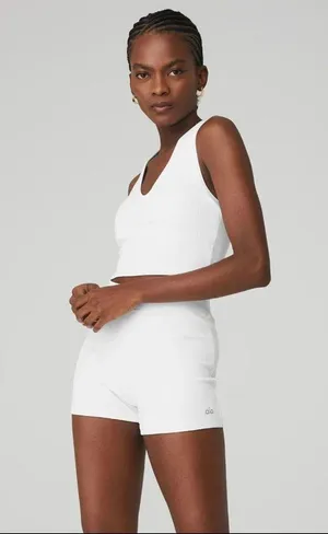 Alo GODDESS RIBBED CROPPED RACERBACK TANK White XS ( Sold Out) thumbnail 3