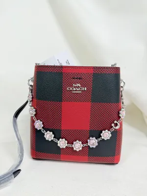 coach Mini Town Bucket Bag With Buffalo Plaid Print c7267 thumbnail 1