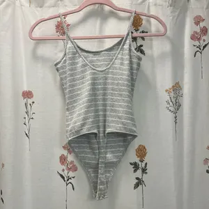 Grey & White Striped Bodysuit thumbnail 2