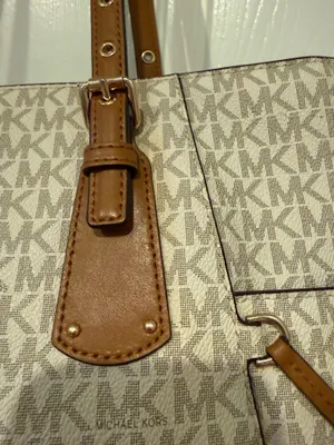Michael Kors MK Signature Vanilla Logo Tote Bag Brown Trim thumbnail 12