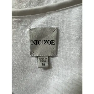 Nic + Zoe Mixed Media Flutter Sleeve Top White Linen Blend Classic Neutral Clean thumbnail 4