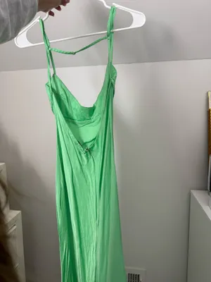 ZARA Satin Maxi Effect Dress Green thumbnail 4