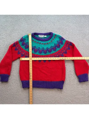 Vintage 80s Fabrizio Weathervane Fair Isle Ramie Sweater Medium Colorful Knit thumbnail 3