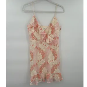 Lovers + Friends Lace Ruffle Floral Mini Dress Pink Orange‎ Size M Romantic thumbnail 2