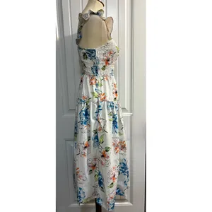 Abercrombie Floral Smocked Midi Dress Ruffle Straps Cottagecore Sundress thumbnail 5