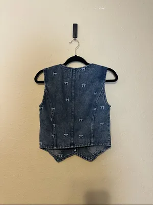 STOOSH VINTAGE DENIM VEST With Embroidered Bows Size Small NWT‎ thumbnail 7