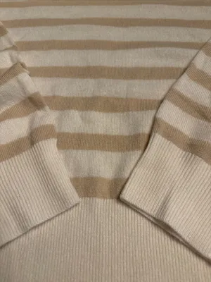 Madewell Crewneck Sweater in Cashmere ivory & biscuit stripe NY916 Size XL NWT thumbnail 5