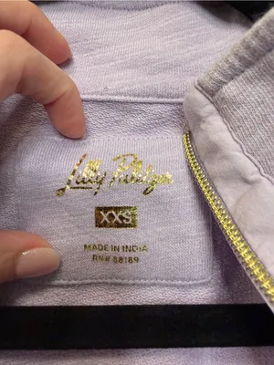 Lilly Pulitzer Lavender Half Zip Pullover Sweatshirt Gold Zipper Cotton Size XXS thumbnail 2