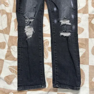 7 For All Mankind Josefina High Waist‎ Distressed Jeans Black Wash Size 25 thumbnail 12