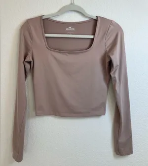 Hollister Women's Dusty‎ Pink Long Sleeve Tank Top thumbnail 1