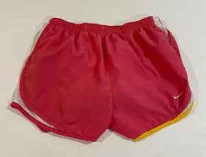 Nike FitDry Tempo Running Shorts Women’s Medium Red Yellow Trim Activewear thumbnail 1