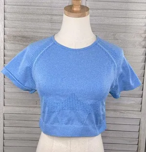 Cropped Activewear Tee Blue thumbnail 1