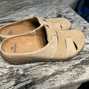 Earth Origins Womens Beige Suede Woven Slip-On Mules thumbnail 4