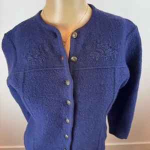 Vintage Pendleton Blue Wool Tailored Cropped Button-Up Jacket Preppy‎ XS-S thumbnail 3