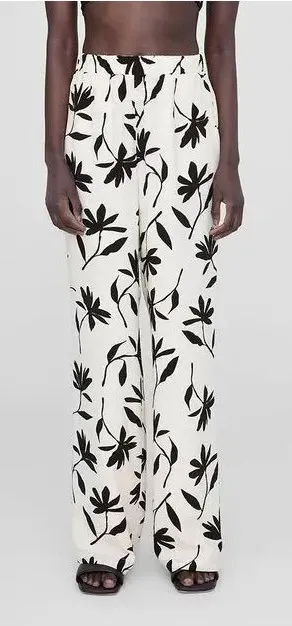 Anine Bing Women’s Owen Pants Pull On Straight Leg in Ivory Daisy S thumbnail 1