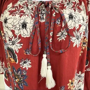 Lola P floral boho bell sleeve ruffle blouse M NWT thumbnail 5