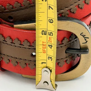 Velez Artisan Leather Belt Size XL Red Brown Western Artisan Boho Folk Columbia thumbnail 6