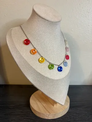 Handmade Colorful Button Necklace | Waterproof & Tarnish Resistant thumbnail 3