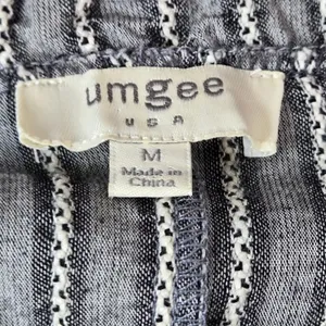 Umgee USA Gray White Striped Cold Shoulder Ruffle Mini Dress G0203 Medium thumbnail 3